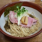 きくや - 201609どぅるん昆布がけ鶏清湯醤油つけ麺\880 麺・具