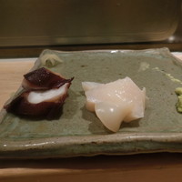 松栄 恵比寿本店 - 蛸・つぶ貝の刺身（藻塩）