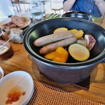 ベラビスタ スパ＆マリーナ 尾道 - 温野菜は鍋で蒸して。