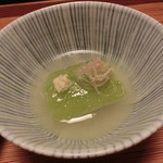 あさば - 2016年8月：夕食…冬瓜天城軍鶏スープ煮…ミョウガと生姜のさっぱりと鶏のコクがすごくいいです