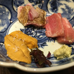 う越貞 - 藍島海胆　輪島ののどぐろ　大間の大トロ