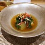 SUGALABO - フォアグラと太刀魚、ブイヨン仕立て　広島産無農薬レモンを刻んで
