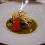 SUGALABO - 鮑の肝和え、宝韶寿レモンを加え