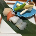 花菖蒲 - 石焼さっと火を通して食べる魚介たち、◎！そして、ヤングコーンがいたのがうれしい笑　2016/06/25