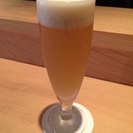 串揚げ 依知川 - 生ビール 白穂乃香