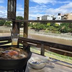 Iwayaki Pontochou Kotoshi - メインと鶏すきと鴨川の青空