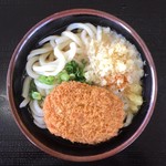 うつ海うどん - お使い( ^ω^ )寄り道うどんです。ちょっと太めの麺はモッチリで美味い。出汁濃い目で味良し、美味い( ^ω^ )
            かけ小 コロッケ ¥280
            どんどんお客さんが入ってきます。場所が良いからと味が良いのと、当然ですね。