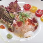 手打ちそば八轟 - (ランチハーフコース)天然平目の羅臼昆布〆サラダ仕立て