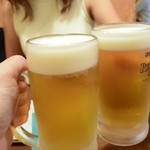 海鮮処 わたなべや - まずは乾杯！おひさ～