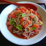 笹谷高原荘 - （季節限定）ﾌﾚｯｼｭﾄﾏﾄとﾊﾞｼﾞﾙの冷製そば￥850