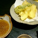 そば清 - イカの天ぷら