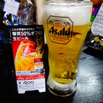 椅子のある立ち呑み つるつるいっぱい - アサヒ・ザ・ドリーム樽生　しかも生！400円　※2016年9月10日