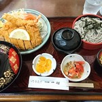 sobadokoroisshin - 四元豚のＷとんかつ定食　蕎麦付1350円