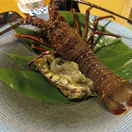 美味いもん屋 わ多なべ - 特大伊勢エビと大ぶりの鮑…活きがとっても良くて暴れてました^^;