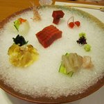 美味いもん屋 わ多なべ - お造り　直径40ｃｍはあろうかという器　何とも豪快です