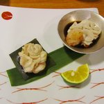 美味いもん屋 わ多なべ - 鱈キクの昆布〆と鱈キクポン酢