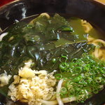 手造りうどん 楽々 - わかめうどんは、カツオ出汁と磯の香りがたまらんちん♪