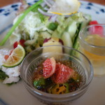 讃岐地人食堂旬菜 汐さぎ！ 庵 - 前菜のプレート　リンゴジュース付き