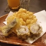 囲坊主 - 囲坊主　天ぷら　コーンとホタテ？