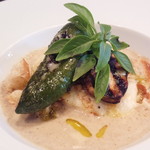 アンティカ オステリア バーチョ - 三重県産　天然真鯛グリル　ブラウンマッシユルーム・ズッパ仕立て