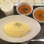 56092762 - ツイン750円（左:南インド風野菜カレー、右:ポーククルマカレー）