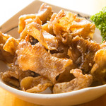 鶏皮の甘醤油絡め