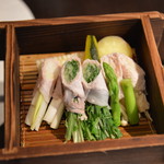 Unzen Kyuushuu Hoteru - 主菜３雲仙紅葉豚と島原半島旬野菜の地獄蒸し
