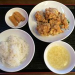 中華料理 唐韻 - 【2016年07月】セットの「若鶏の唐揚げ
      」＠750円、提供時。