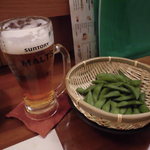 生ビールと①枝豆