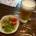 Zuruzurudokorosejiken - 生ビールとサラダ第一弾です