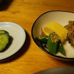 九重 - 小鉢と漬物   2016年9月