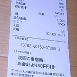 スシロー - レシート(2016.09.16)