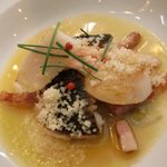 海鮮フランス料理 尾野 - グレとホタテのカレー風味バタークリーム