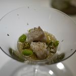 マルゴット エ バッチャーレ - Entree：徳島県産 鱧　　
      凍らせた茄子をかけて