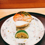 日本料理 太月 - 鰆塩焼き　カボス添え
      煮物2016-9