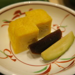 鮨 山浦 - 8年9月　間引きメロン浅漬け、奈良漬、玉子