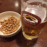 にくどうふ にくうどん くぼた 駒沢本陣 - お通し＆ビール