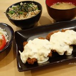 縁日屋 - 2016年7月　カキフライ定食【850円】タルタルた～っぷり♪