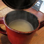 吟八亭 やざ和 - 蓋を開けると白濁した蕎麦湯