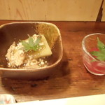 小料理野本 - 前菜に出た冬瓜とフルーツトマト