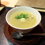 美の - 焼きナスを擦った餡がかかったマツタケの茶碗蒸し