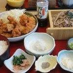 Sagami - びっくり鶏唐揚げ定食　そば大盛り