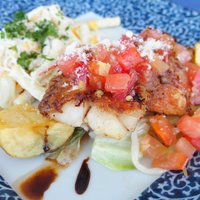 オーシャンディッシュクオン - サービスコース 1200円 の本日の魚料理 マカロニサラダ添え