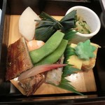 Hoteru Guran Via Wakayama - ＜2016／９月＞アナゴや太刀魚の焼き物、胡瓜の酢の物、梨。。。毎回微妙に違う