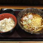 十割蕎麦 嵯峨谷 - 朝そばセット（鯵ご飯・温たぬき）