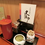 うなぎ割烹 大江戸 - 良い山椒です。タレも用意されています。