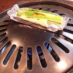 グリーンアスパラのホイル焼。