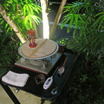 恵比寿 箸庵 - 砂時計で時間を計ります