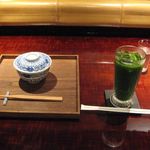 茶菓円山 - 福豆と冷緑茶(2016.08)