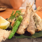 豆鯵とメヒカリの唐揚げ@1180円